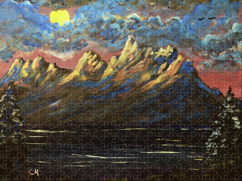 Sunrise Jigsaw Puzzle featuring the painting Grand Teton Dawn by Chance Kafka