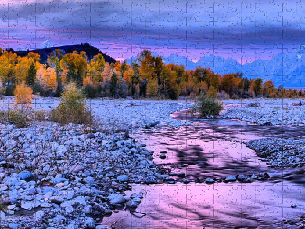 Spread Creek Jigsaw Puzzle featuring the photograph Grand Teton Pink Stream by Adam Jewell