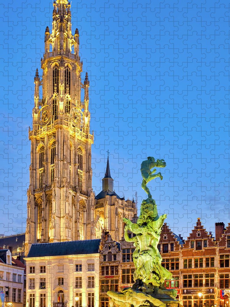 Strikt Smaak zout Great Market Square with the belfry of the Cathedral of Our Lady Jigsaw  Puzzle by Fabrizio Troiani - Pixels