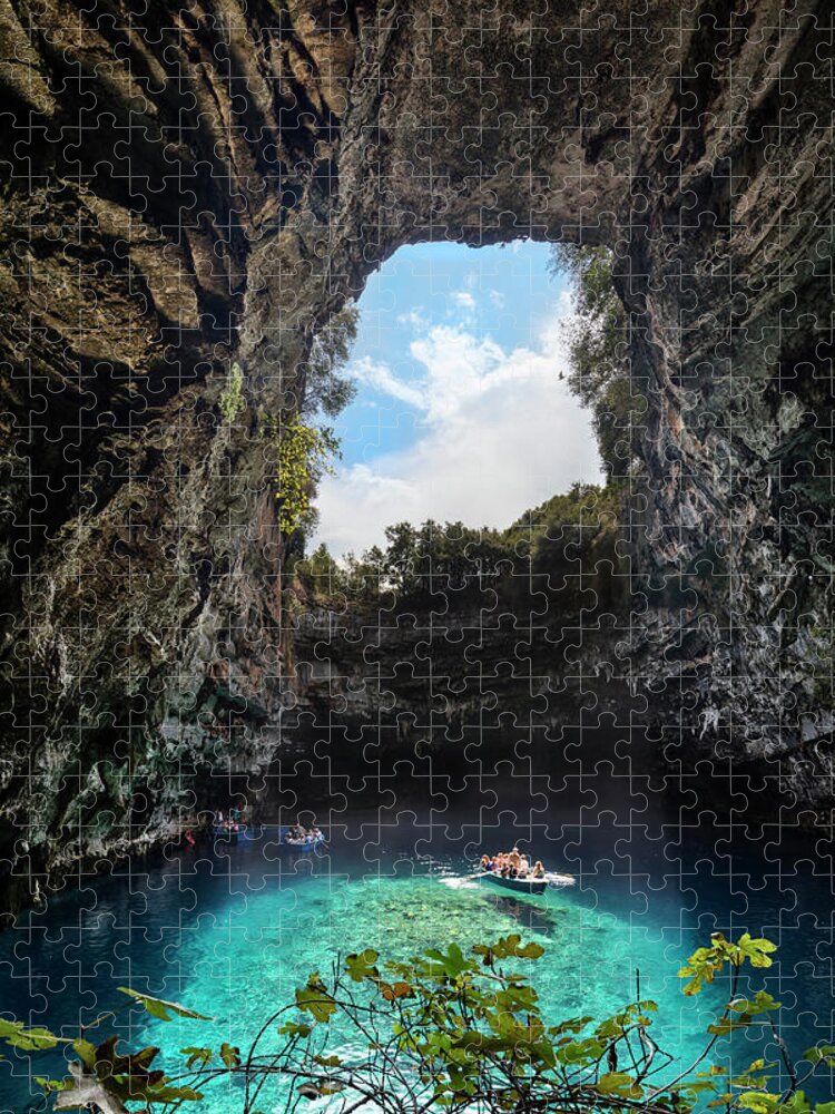 Estock Jigsaw Puzzle featuring the digital art Greece, Ionian Islands, Cephalonia Island, Kefalonia, Melissani Lake by Massimo Ripani