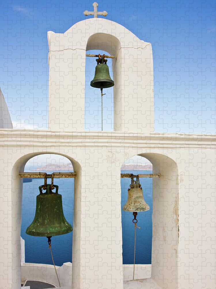 Greek Culture Jigsaw Puzzle featuring the photograph Greek Triple Church Bell Tower by Arturbo