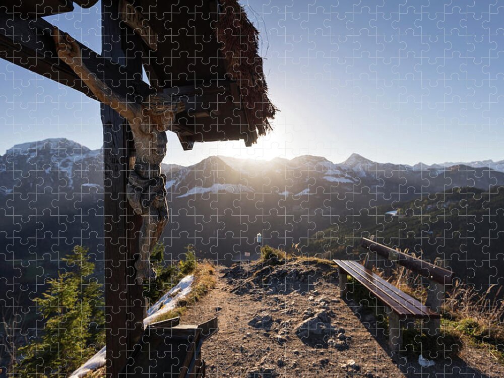Ip_71018091 Jigsaw Puzzle featuring the photograph Grnstein With View To The Hohen Gll, Berchtesgaden, Germany. by Klaus Fengler