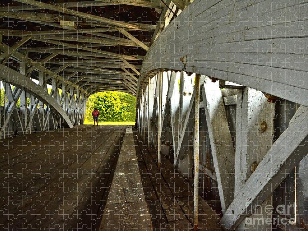 Groveton Covered Bridge Jigsaw Puzzle featuring the photograph Groveton Covered Bridge by Steve Brown