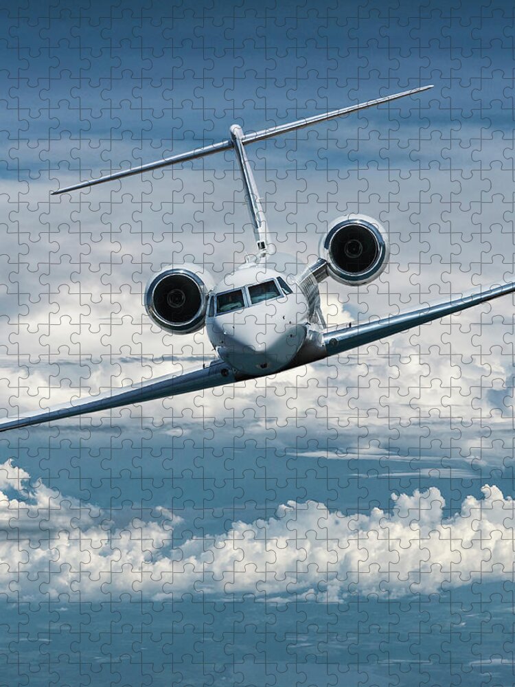Gulfstream V Business Jet Jigsaw Puzzle featuring the mixed media Gulfstream V Business Jet by Erik Simonsen