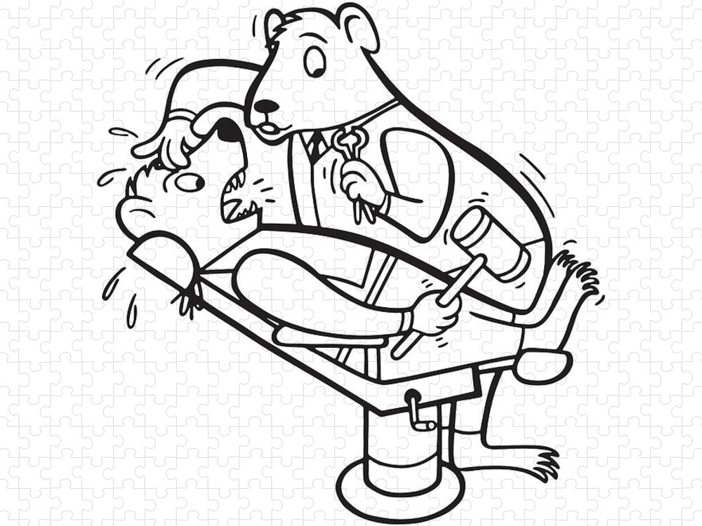 Animal Jigsaw Puzzle featuring the drawing Hampster Dentist and Patient by CSA Images