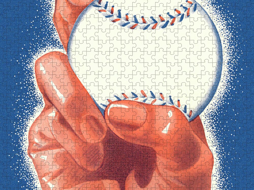 American Pastime Jigsaw Puzzle featuring the drawing Hand Gripping a Baseball by CSA Images