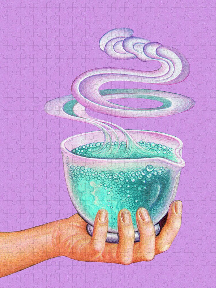 Boil Jigsaw Puzzle featuring the drawing Hand Holding Bubbling Potion by CSA Images