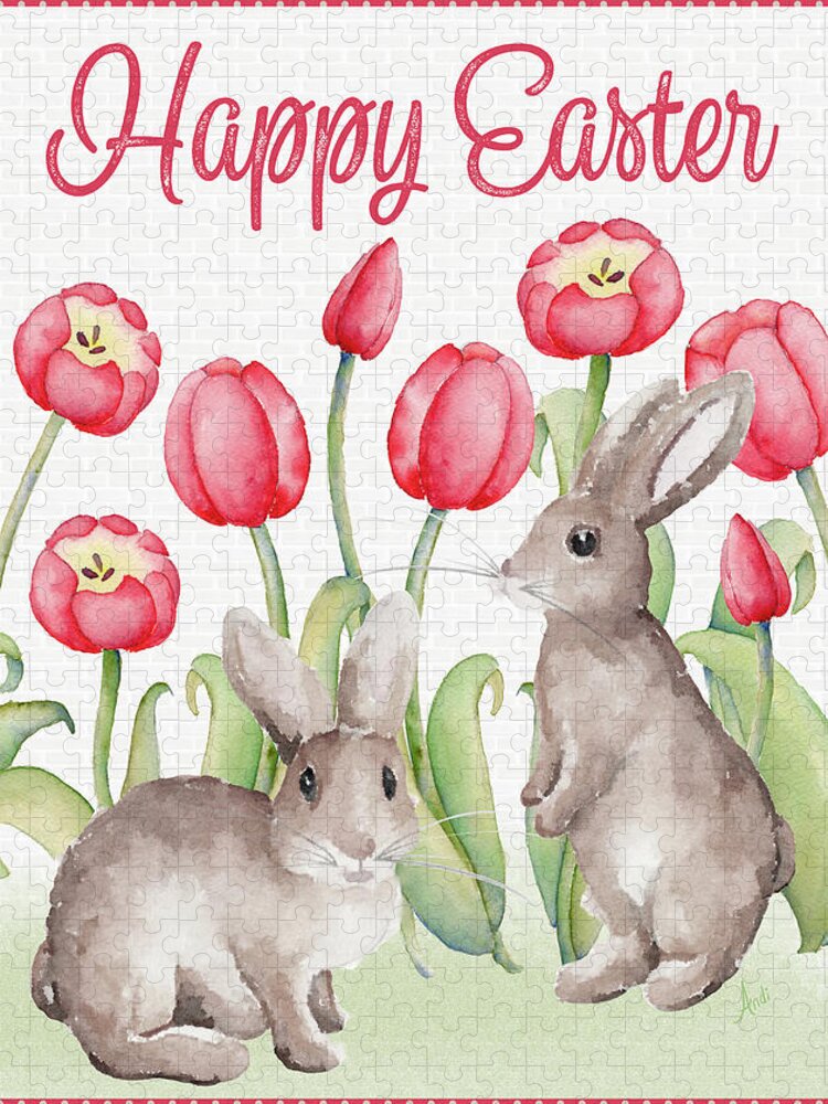 Happy Jigsaw Puzzle featuring the mixed media Happy Easter by Andi Metz