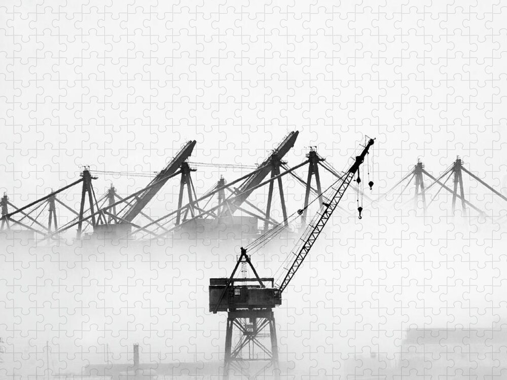 L.a. Harbor Jigsaw Puzzle featuring the photograph Harbor in Fog by Joe Schofield