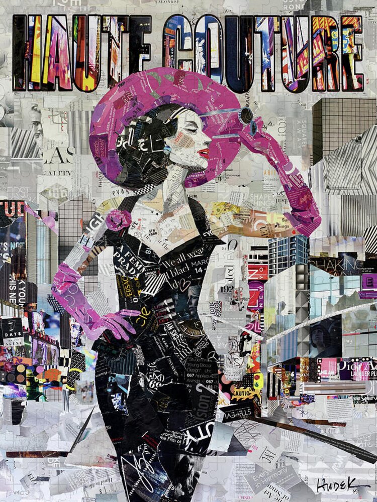 Collage Jigsaw Puzzle featuring the mixed media Haute Couture by James Hudek