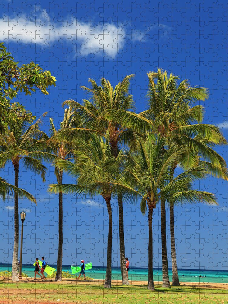 Water's Edge Jigsaw Puzzle featuring the photograph Hawaii, Honolulu, Waikiki Beach by Michele Falzone