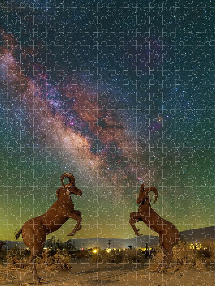 Astronomy Jigsaw Puzzle featuring the photograph Head to Head with the Galaxy by Ralf Rohner