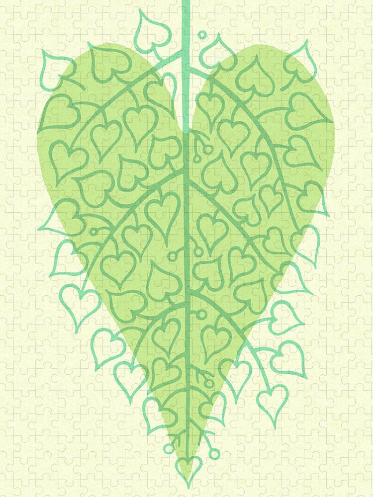 Branch Jigsaw Puzzle featuring the drawing Heart Leaf by CSA Images