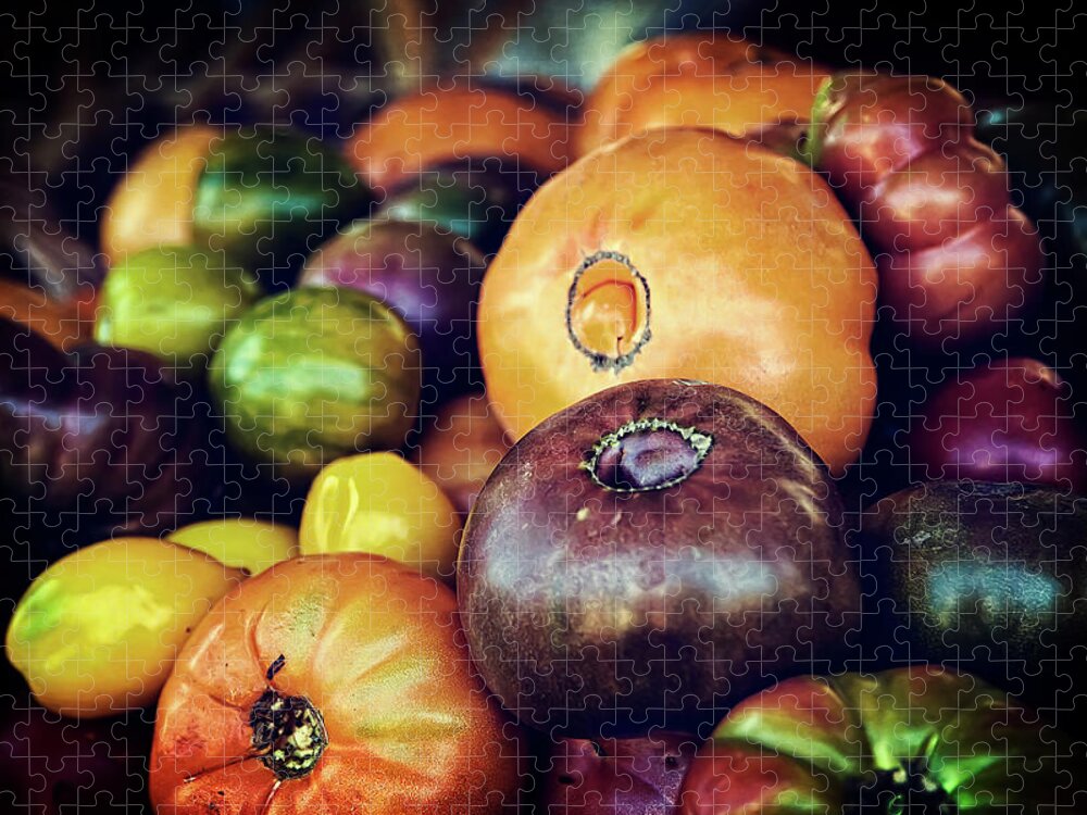 Fruit Jigsaw Puzzle featuring the photograph Heirloom Tomatoes at the Farmers Market by Scott Norris