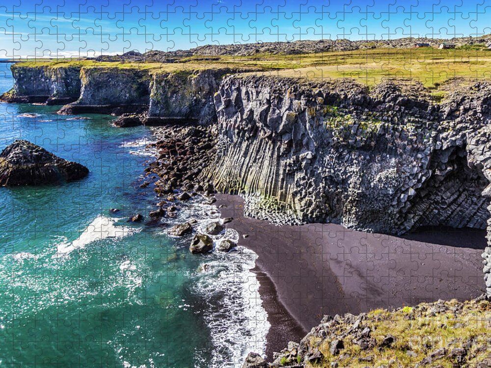 Coast Jigsaw Puzzle featuring the photograph Hellnahraun coast, Iceland by Lyl Dil Creations