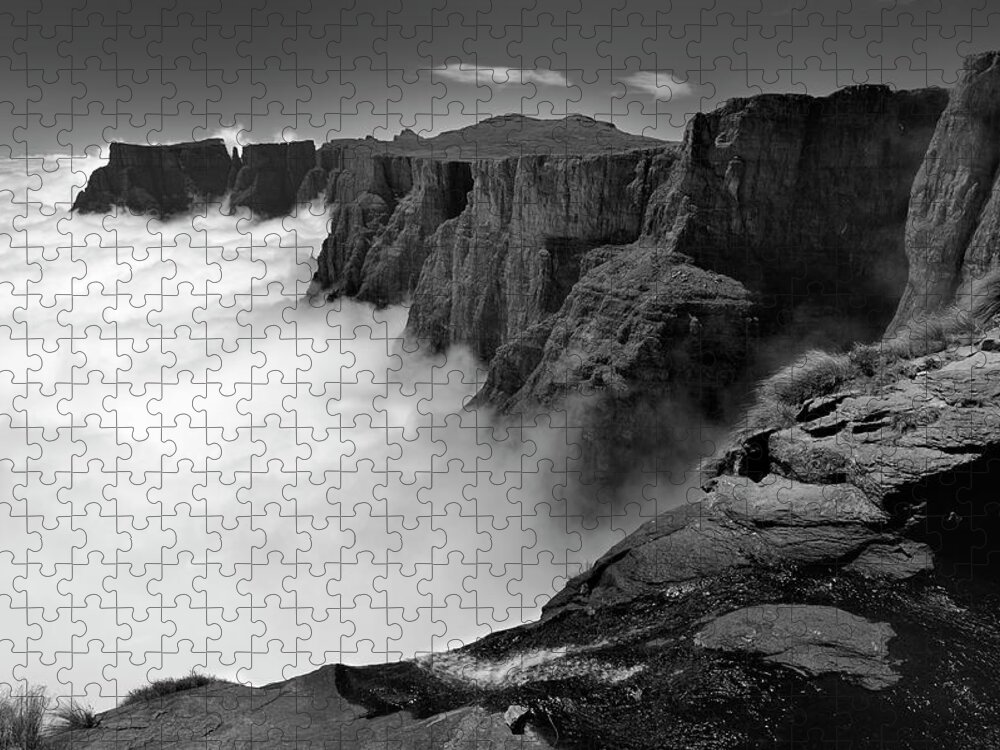 Majestic Jigsaw Puzzle featuring the photograph High Angle View Black And White View Of by Emil Von Maltitz