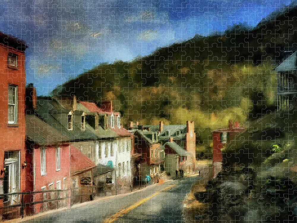 Street Jigsaw Puzzle featuring the digital art High Street In The Early Evening by Lois Bryan