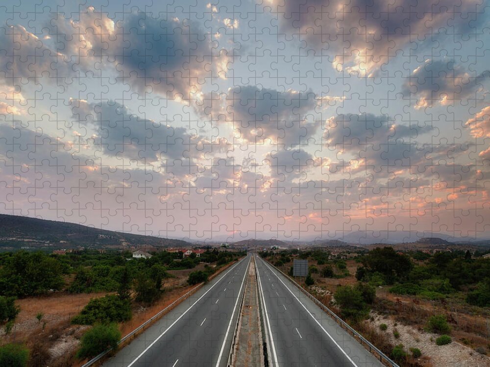 Tranquility Jigsaw Puzzle featuring the photograph Highway In Countryside by A Good Snapshot Stops A Moment From Running Away
