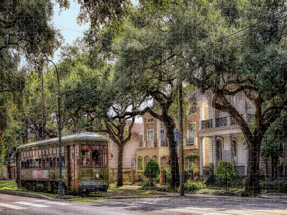 Garden District Jigsaw Puzzle featuring the photograph Historic St. Charles Streetcar by Susan Rissi Tregoning