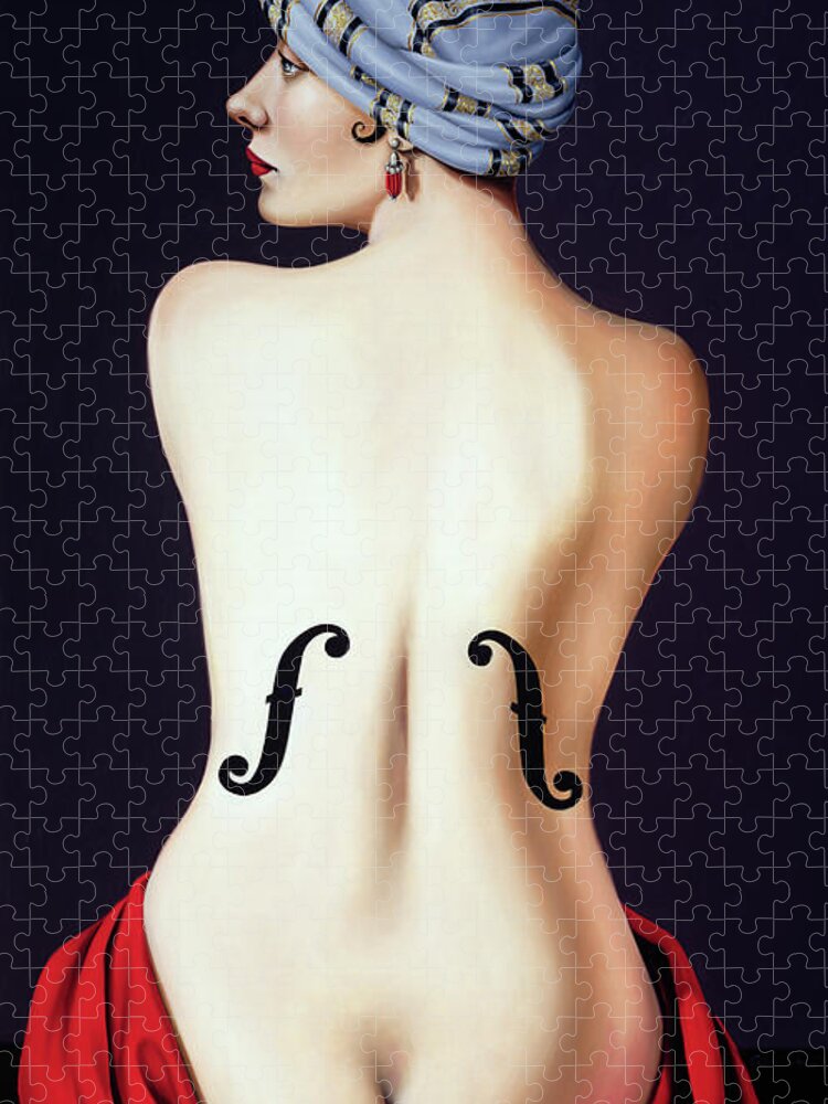 Nude Jigsaw Puzzle featuring the painting Homage To Man Ray by Catherine Abel
