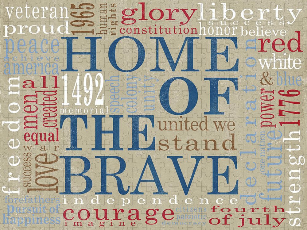 Home Jigsaw Puzzle featuring the digital art Home Of The Brave by Sd Graphics Studio