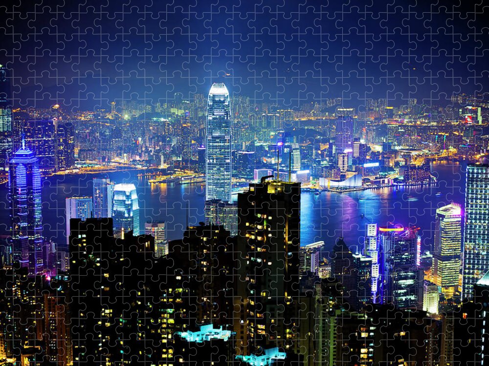 Corporate Business Jigsaw Puzzle featuring the photograph Hong Kong by Traveler1116