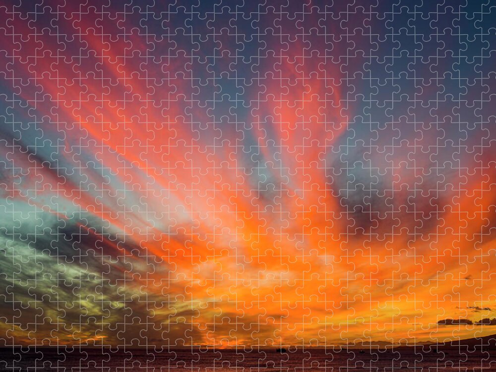 Sebastian Kennerknecht Jigsaw Puzzle featuring the photograph Honolulu Sunset Over The Ocean by Sebastian Kennerknecht