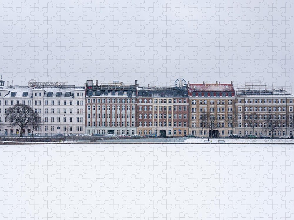 Scenics Jigsaw Puzzle featuring the photograph Houses By The Lakes At Winter by Jens Schott Knudsen, Pamhule.com