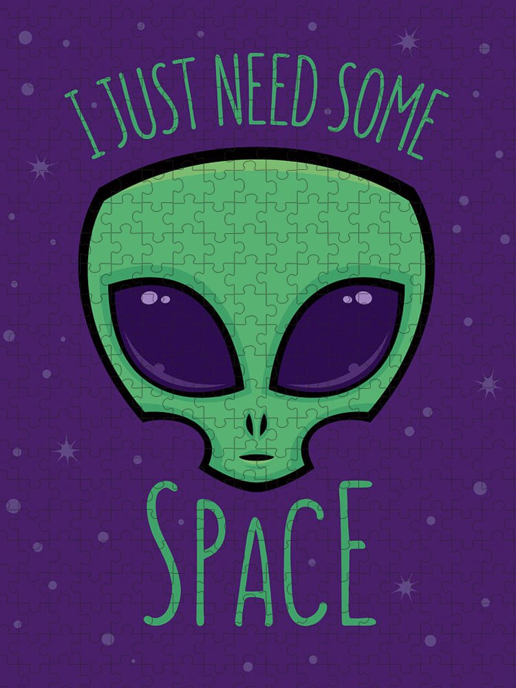 Alien Jigsaw Puzzle featuring the digital art I Just Need Some Space Alien by John Schwegel