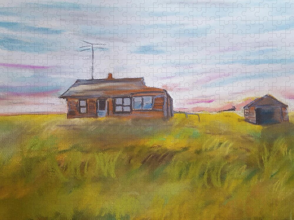 Abandoned Homestead Jigsaw Puzzle featuring the pastel I knew who lived here.. by Cathy Anderson