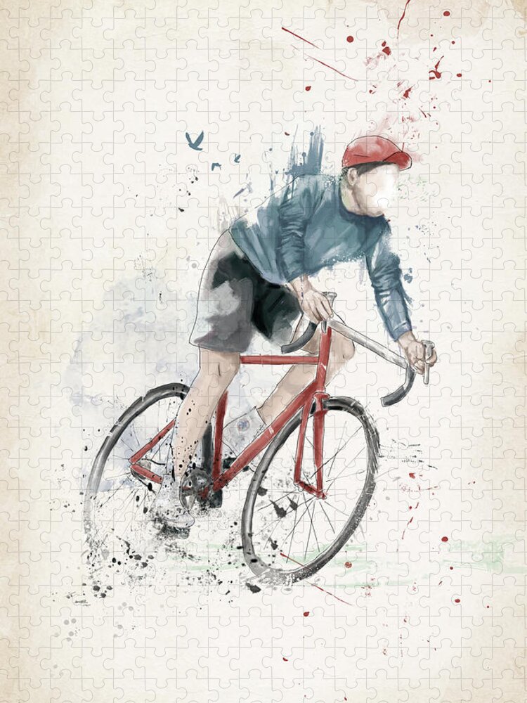Bike Jigsaw Puzzle featuring the mixed media I want to ride my bicycle by Balazs Solti