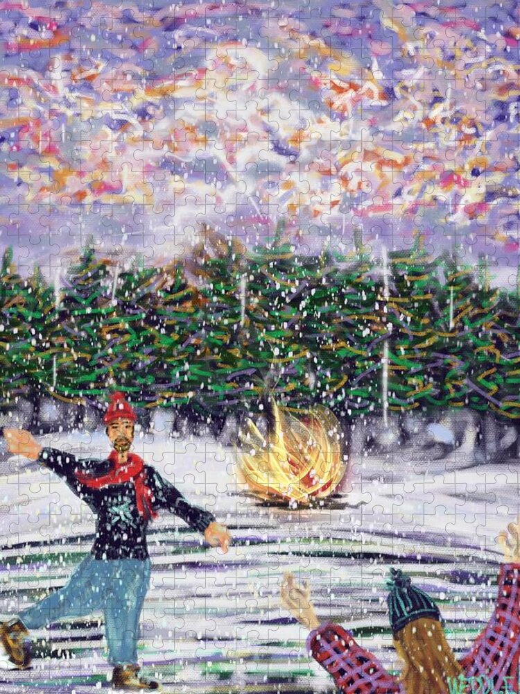 Ice Skating Jigsaw Puzzle featuring the digital art Ice Skating by Angela Weddle