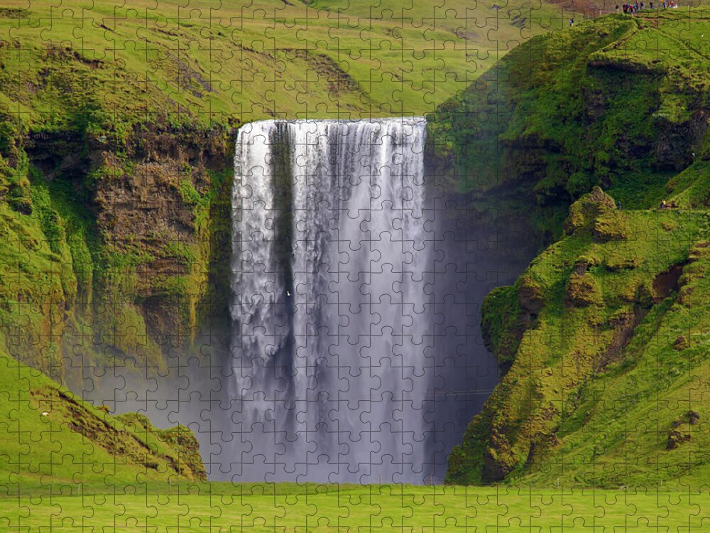 Scenics Jigsaw Puzzle featuring the photograph Iceland, Skogafoss Waterfall by Tuul & Bruno Morandi