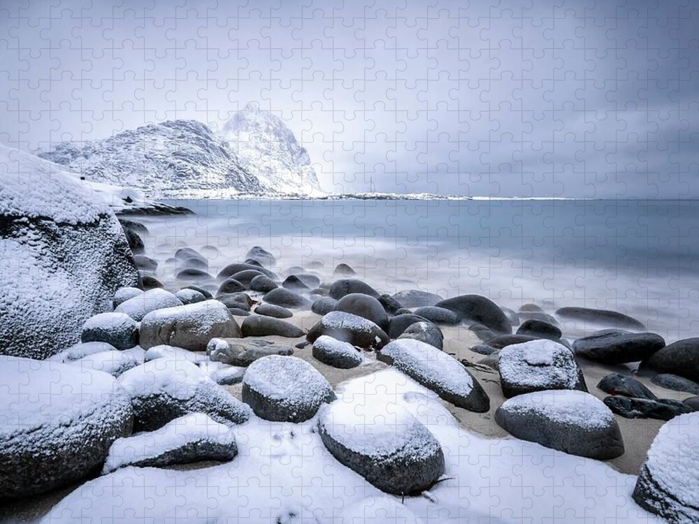 Estock Jigsaw Puzzle featuring the digital art Icy Sea In Pollen Vareid, Norway by Clickalps