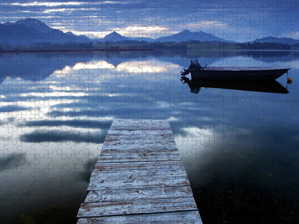 Eco Tourism Jigsaw Puzzle featuring the photograph Idyllic Lake Hopfensee With Jetty And by Wingmar