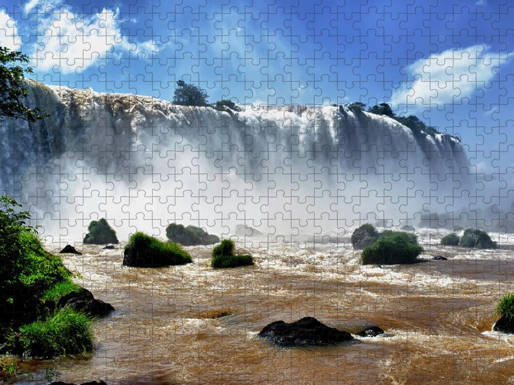 Scenics Jigsaw Puzzle featuring the photograph Iguazu Falls by Vlad Bezden