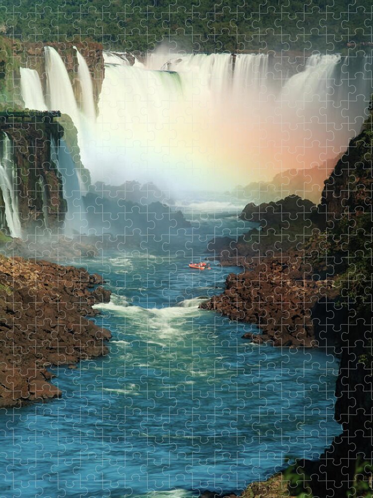Tropical Rainforest Jigsaw Puzzle featuring the photograph Iguazu River Falls by Gcoles
