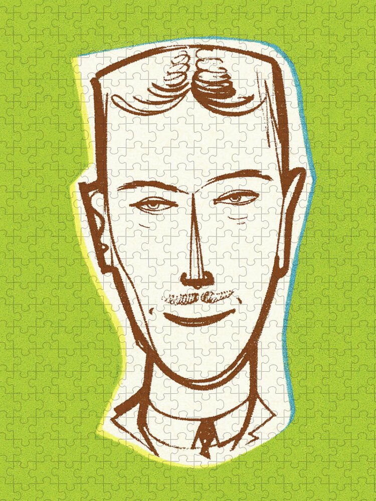 Adult Jigsaw Puzzle featuring the drawing Illustrated man by CSA Images
