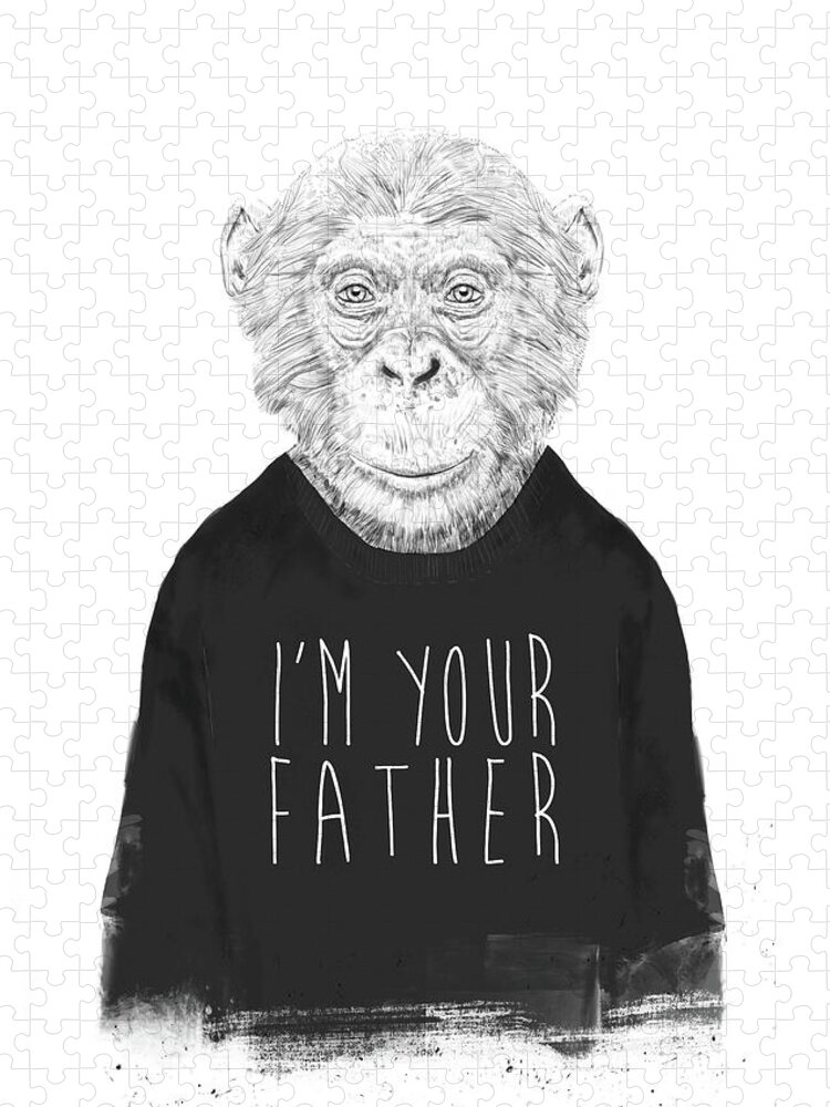 Monkey Jigsaw Puzzle featuring the mixed media I'm your father by Balazs Solti