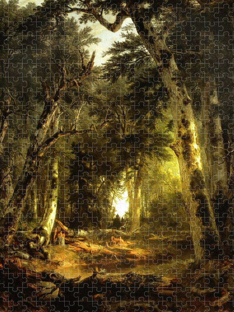 Asher Brown Durand Jigsaw Puzzle featuring the painting In the Woods #5 by Alison Frank