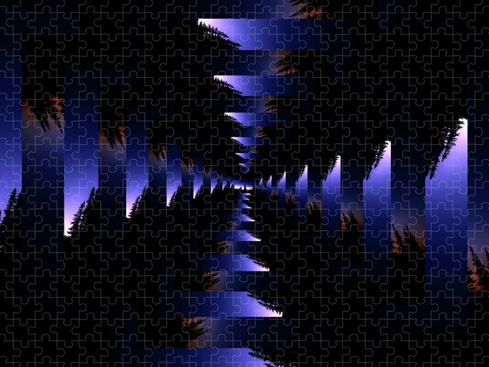 Tree Jigsaw Puzzle featuring the digital art Infinity Tunnel Tree Silhouette Sunrise by Pelo Blanco Photo