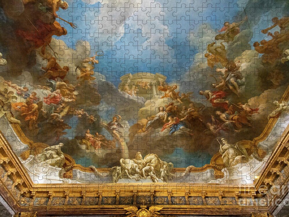 Wayne Moran Photography Jigsaw Puzzle featuring the photograph Interior Ceilings Amazing Paintings Palace of Versailles Paris France by Wayne Moran