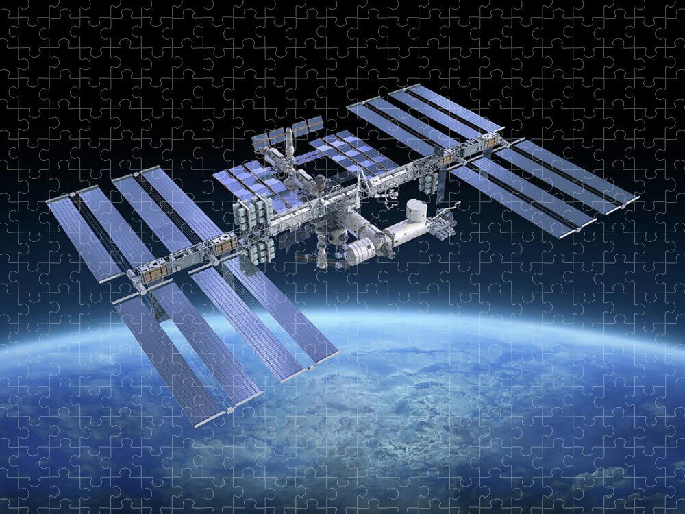 Solar Power Station Jigsaw Puzzle featuring the photograph International Space Station Iss by Scibak
