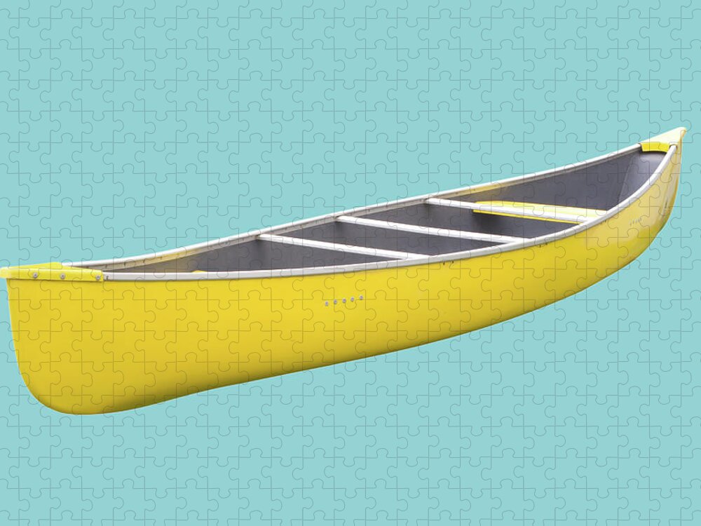 Recreational Pursuit Jigsaw Puzzle featuring the photograph Isolated Yellow Canoe On Blue Background by 3dvd