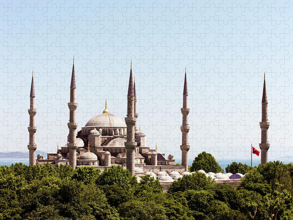 Istanbul Jigsaw Puzzle featuring the photograph Istanbul,blue Mosque And Bosphorus by Gary Yeowell