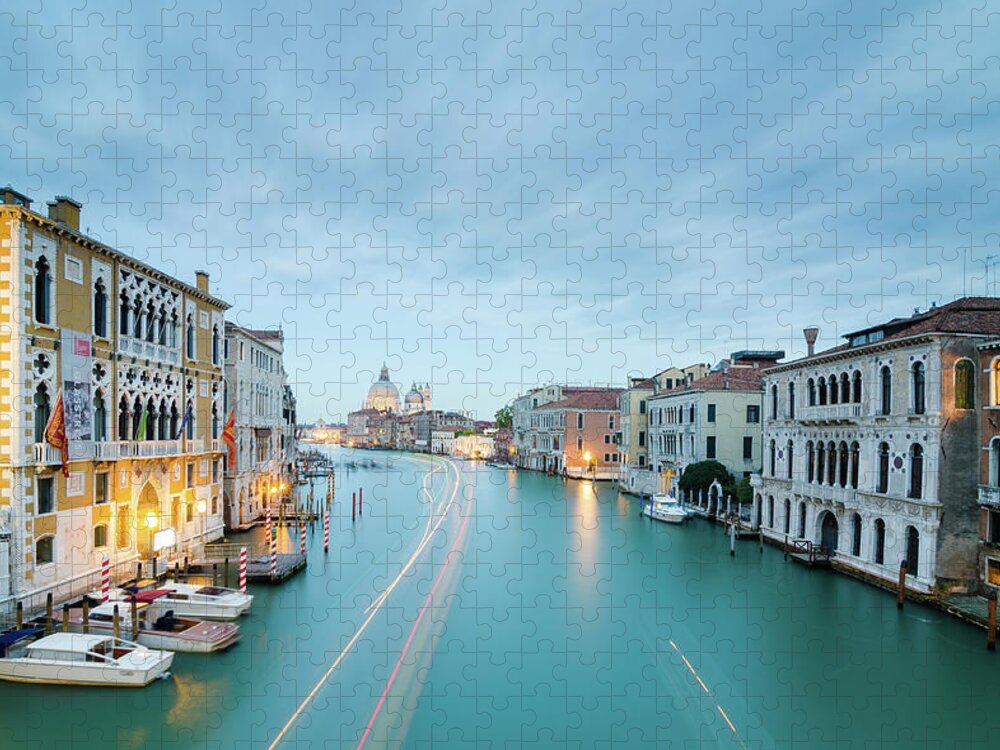 Tranquility Jigsaw Puzzle featuring the photograph Italy, Venice, Grand Canal At Dusk by Daniel Viñé Garcia