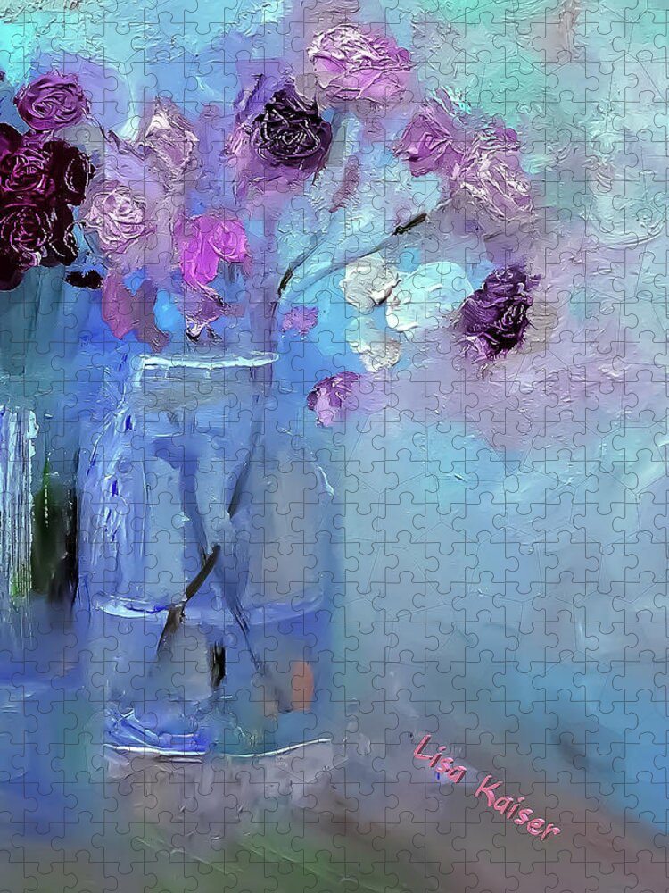January Jigsaw Puzzle featuring the digital art January Carnations Painting by Lisa Kaiser