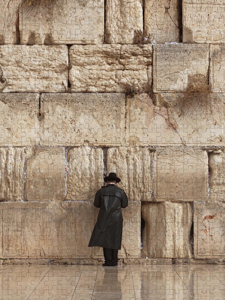People Jigsaw Puzzle featuring the photograph Jewish Man Praying On The Wailing Wall by Richmatts