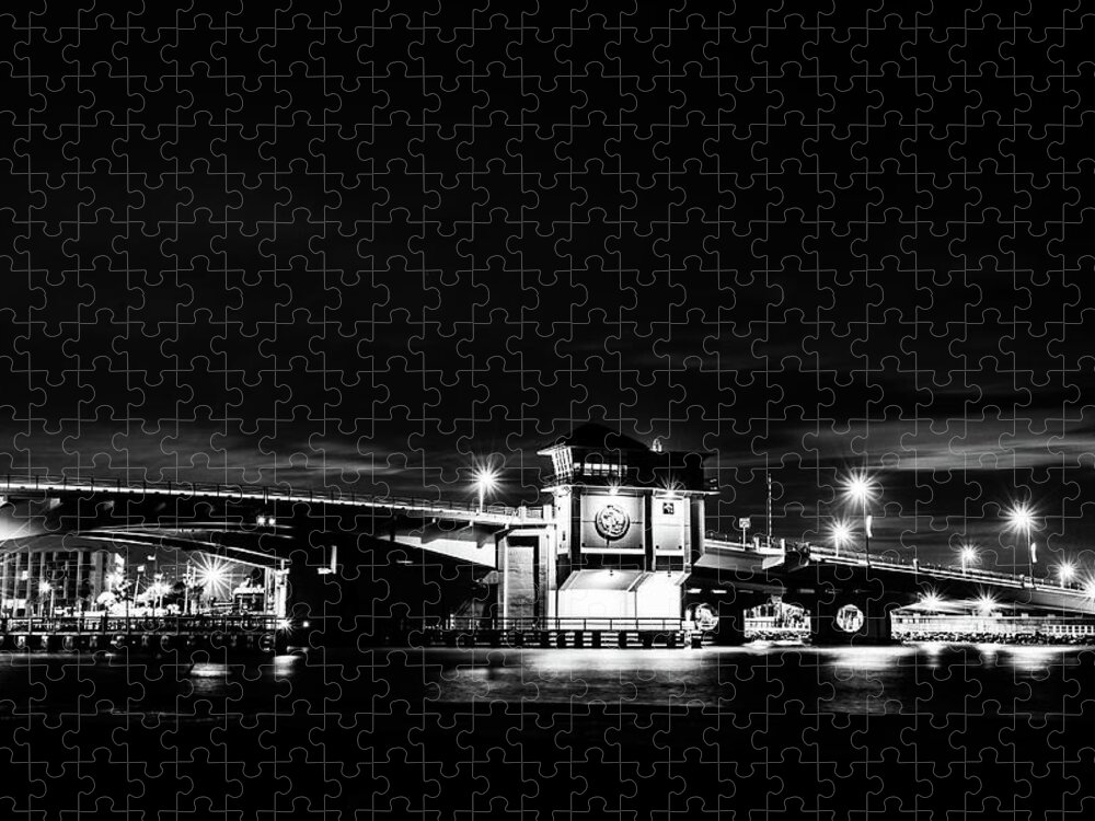 Black And White Jigsaw Puzzle featuring the photograph Johns Pass Bridge by Joe Leone
