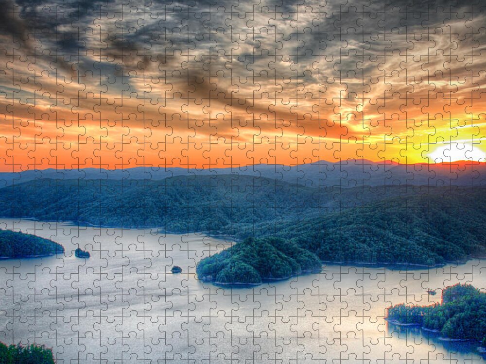Sunset Jigsaw Puzzle featuring the photograph Jumping Off Rock by Blaine Owens